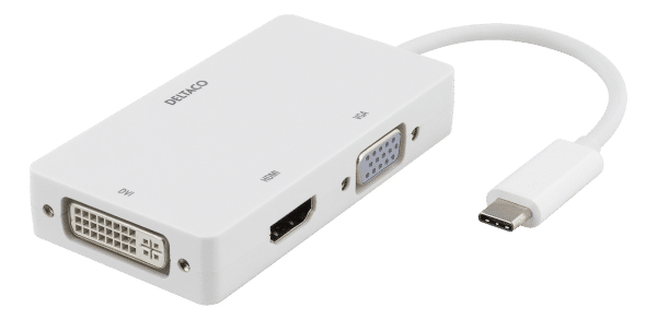 USB-C til HDMI/DVI/VGA adapter kabel - 4K Ultra HD - Hvid