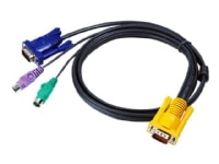 ATEN 2L-5202P - Kabel til tastatur / video / mus (KVM) - 15 pin SPHD (han) til PS/2, HD-15 (VGA) (han) - 1.8 m - for KVM on the NET CS1708i, CS1716i