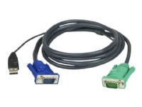 ATEN 2L-5202U - Kabel til tastatur / video / mus (KVM) - USB, HD-15 (VGA) (han) til USB, HD-15 (VGA) (han) - 1.8 m - for KVM on the NET CS1708, CS171