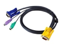 ATEN - Kabel til tastatur / video / mus (KVM) - DB-15 (han) til PS/2, HD-15 (VGA) (han) - 3 m - for KVM on the NET CS1708, CS1716 MasterView ACS-120