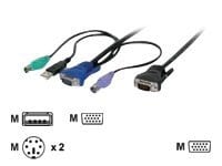 DIGITUS - Kabel til tastatur / video / mus (KVM) - USB, PS/2, HD-15 (VGA) (han) til HD-15 (VGA) (han) - 5 m - sort