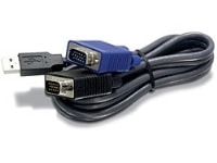 TRENDnet TK CU15 - Kabel til tastatur / video / mus (KVM) - USB, HD-15 (VGA) (han) til HD-15 (VGA) (han) - 4.5 m - sort
