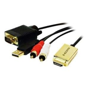 LogiLink HDMI TIL VGA MED AUDIO KABEL 2M SORT