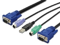 DIGITUS Octopus - Kabel til tastatur / video / mus (KVM) - USB, PS/2, HD-15 (VGA) (han) til HD-15 (VGA) (han) - 1.8 m - sort