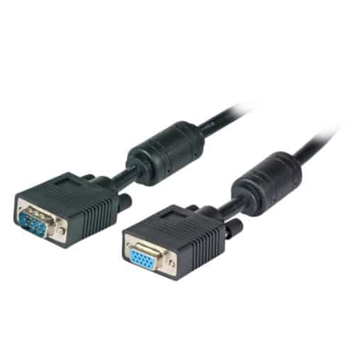 VGA kabel 3M Han/Hun 2 x HD Dsub15 m/f, sort