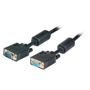 VGA kabel 5M Han/Hun 2 x HD Dsub15 m/f, sort