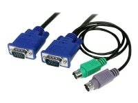 StarTech.com 3-in-1 Ultra Thin PS/2 KVM Cable - Keyboard / video / mouse (KVM) cable - PS/2, HD-15 (VGA) (M) to HD-15 (VGA) (M) - 6 ft - SVECON6 - Kabel til tastatur / video / mus (KVM) - PS/2, HD-15 (VGA) (han) til HD-15 (VGA) (han) - 1.8 m - formet - for P/N: CABCONS1716I, RACKCONS1908, RACKCONS1916, SV1631DUSBGB, SV831DUSBA, SV831DUSBGB