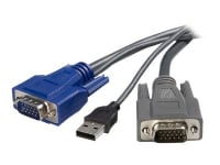 StarTech.com 6 ft Ultra-Thin USB VGA 2-in-1 KVM Cable (SVUSBVGA6) - Kabel til tastatur / video / mus (KVM) - USB, HD-15 (VGA) (han) til HD-15 (VGA) (han) - 1.8 m - sort - for P/N: SV1631DUSBU, SV1631DUSBUK, SV431DUSBU, SV831DUSBAU, SV831DUSBU, SV831DUSBUK